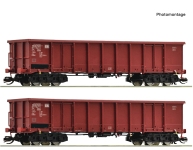Roco 6680016 - TT - 2-tlg. Set Offene Güterwagen, DB, Ep. IV